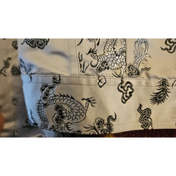 Vintage Savion Womens Satin Dragon Print Jacket PS Black & White - Picture 5 of 9